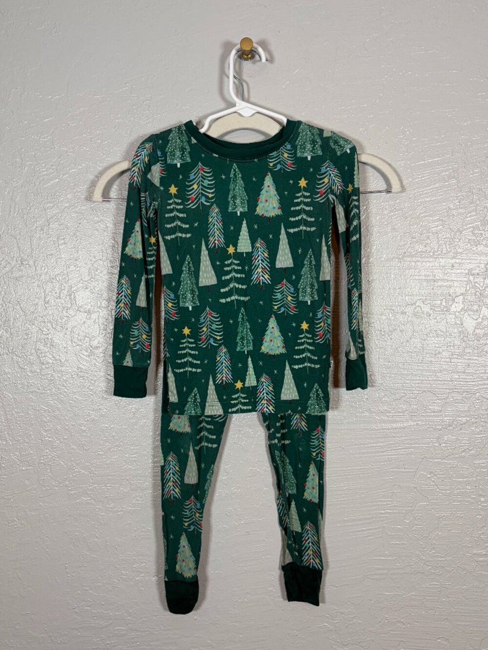 Little Sleepies 2T Green Christmas Tree Two Piece Pajama Set Bamboo Holiday